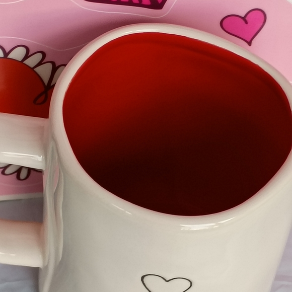 Rae Dunn Heart Design White and Red Mug and Valentine Window Clings - Picture 3 of 5